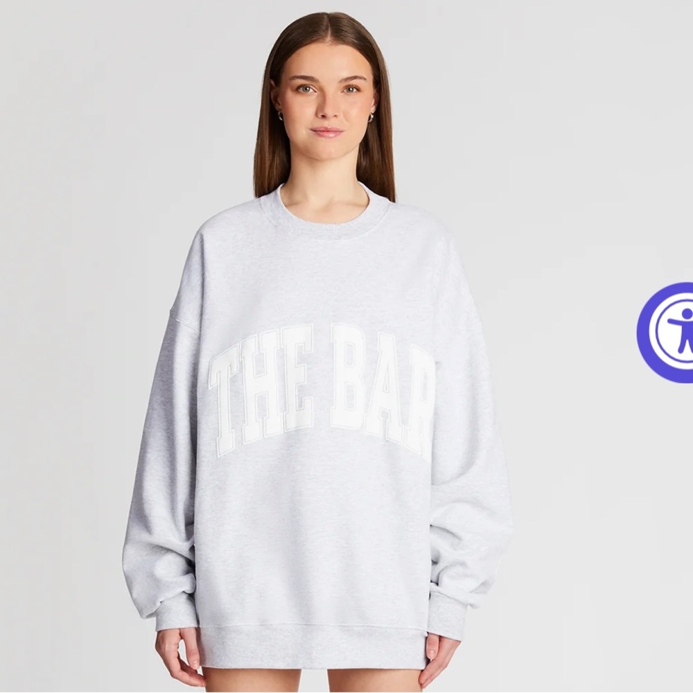 The Bar Light Gray/White Logo Crewneck Sweatshirt